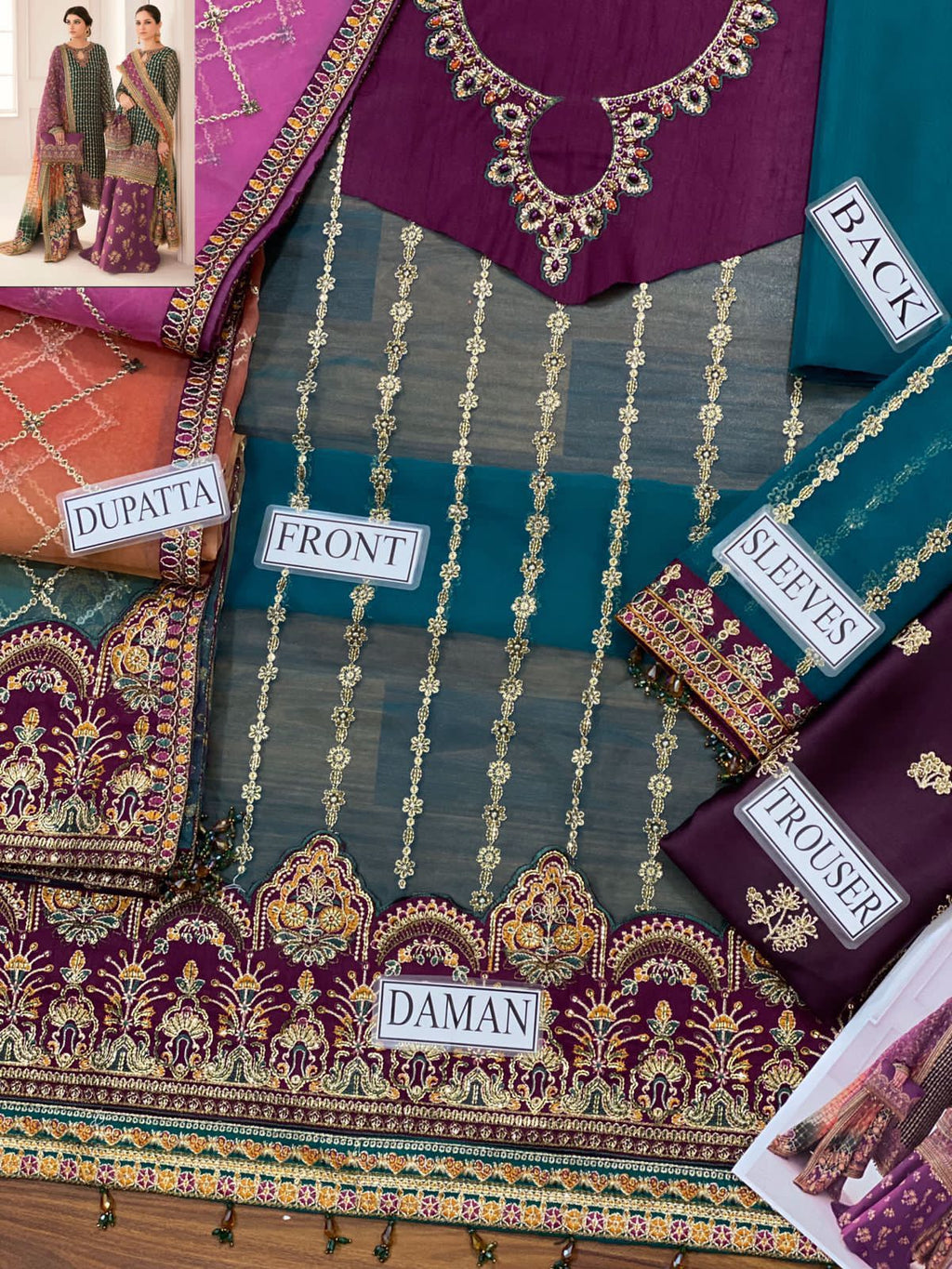 Baroque Chantalee Organza Suit – Luxury Unstitched Embroidered Collection