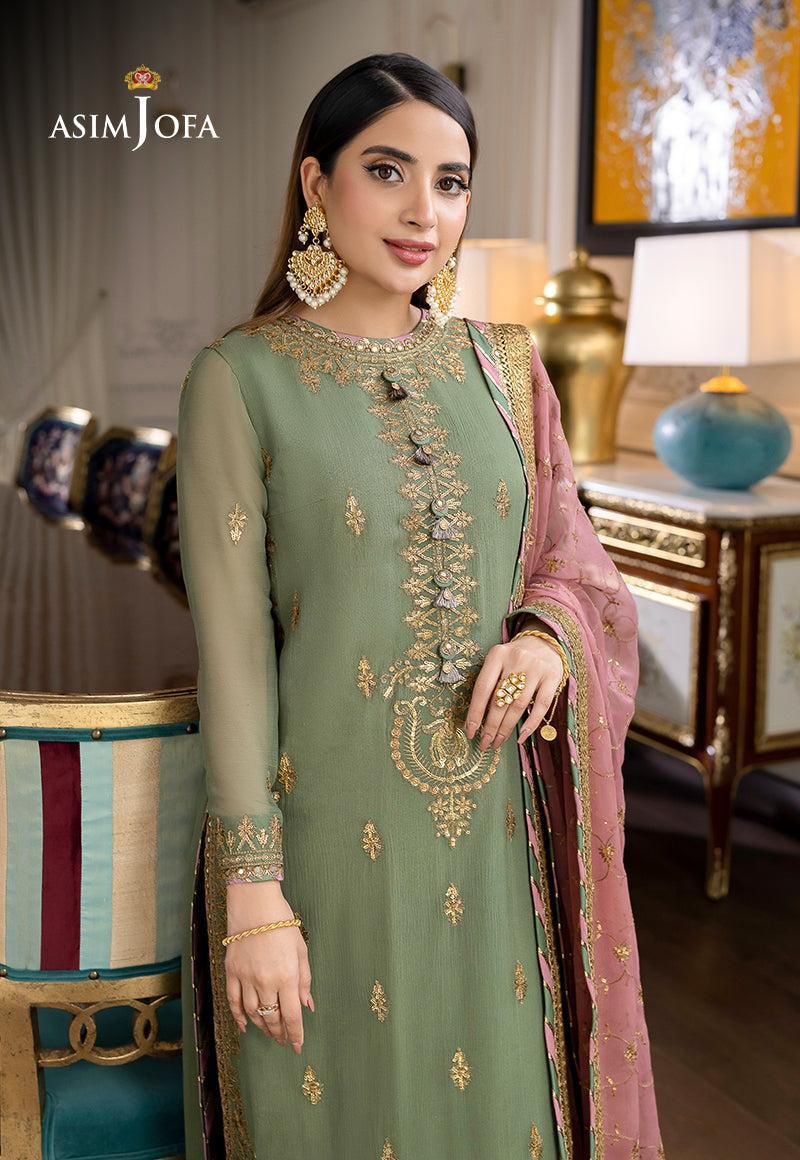 Asim Jofa Luxury Chiffon Embroidered Suit – Unstitched Collection