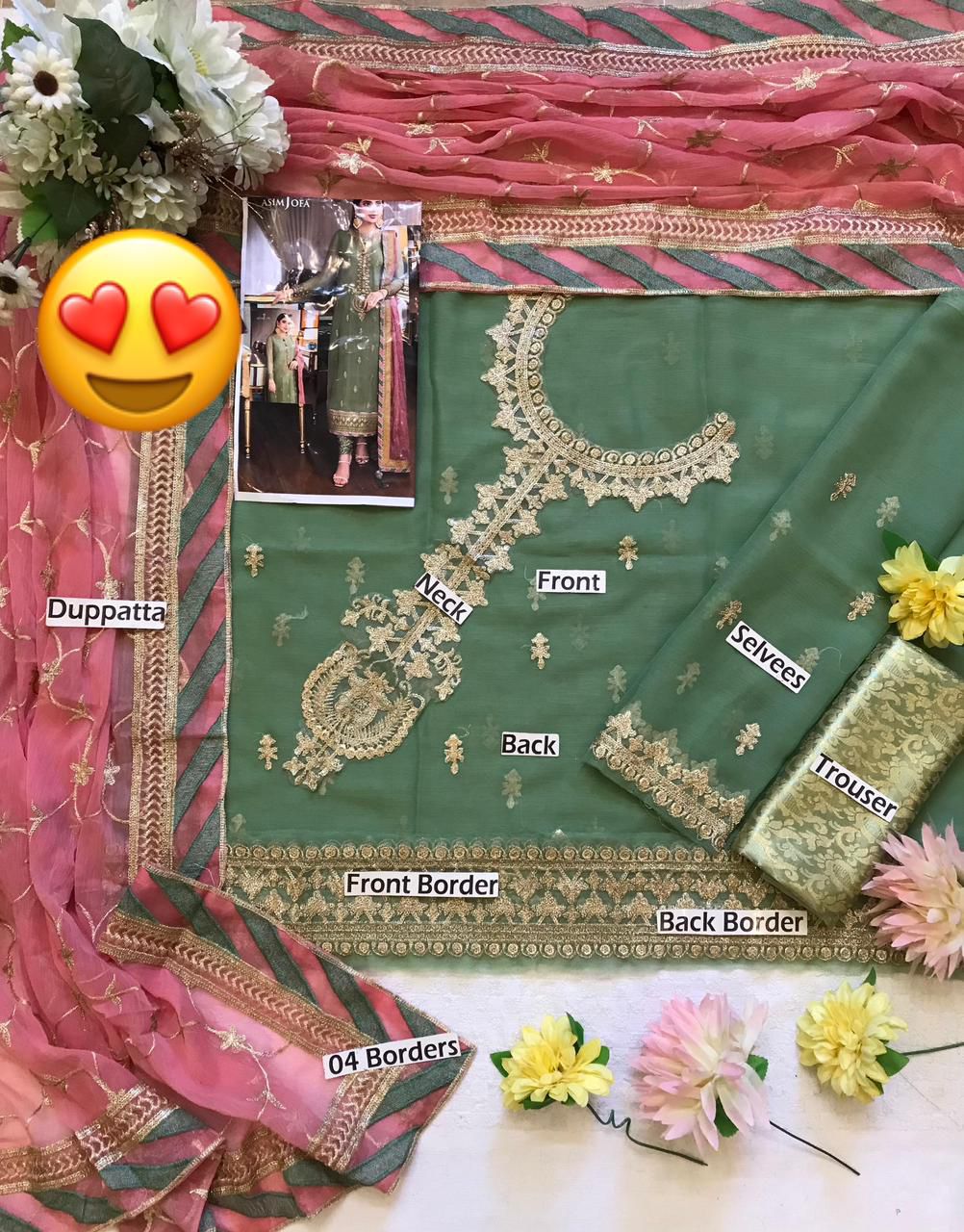 Asim Jofa Luxury Chiffon Embroidered Suit – Unstitched Collection