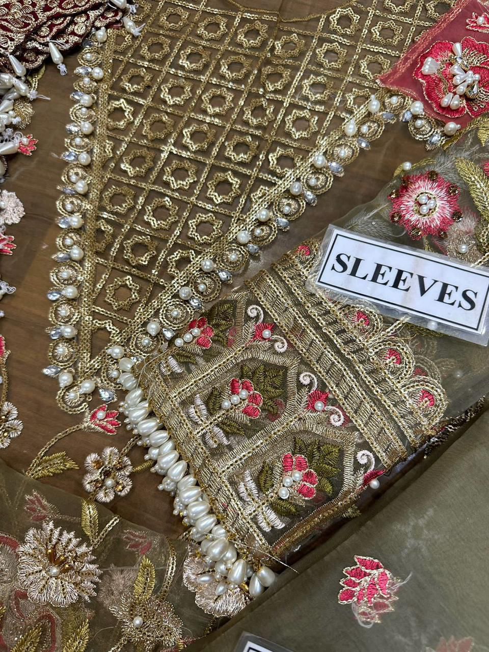 CRIMSON – Luxury Organza Embroidered 3-Piece Suit