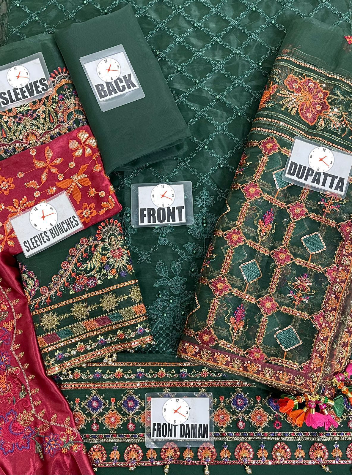 BAROQUE – Organza Embroidered 3-Piece Suit (GREEN)