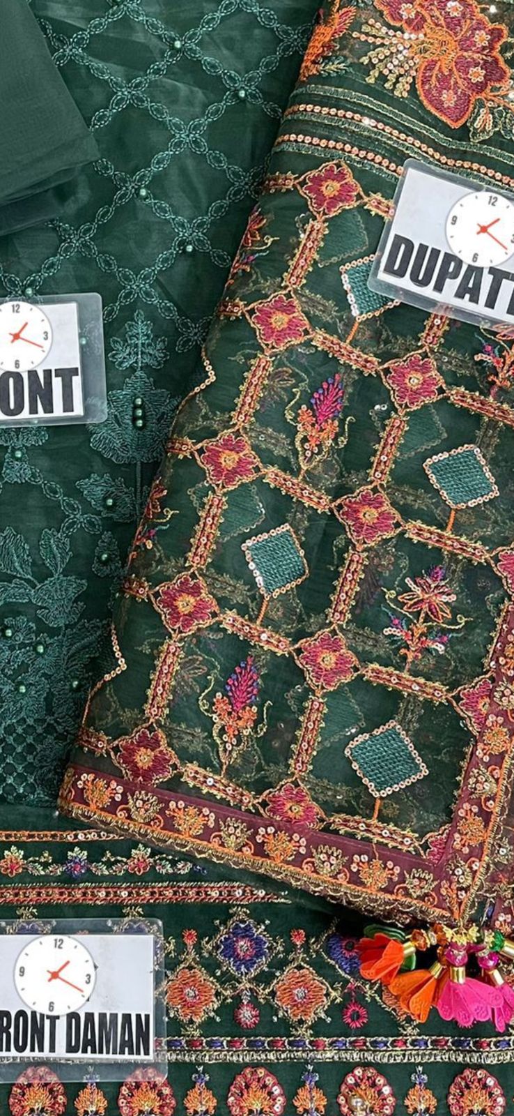 BAROQUE – Organza Embroidered 3-Piece Suit (GREEN)