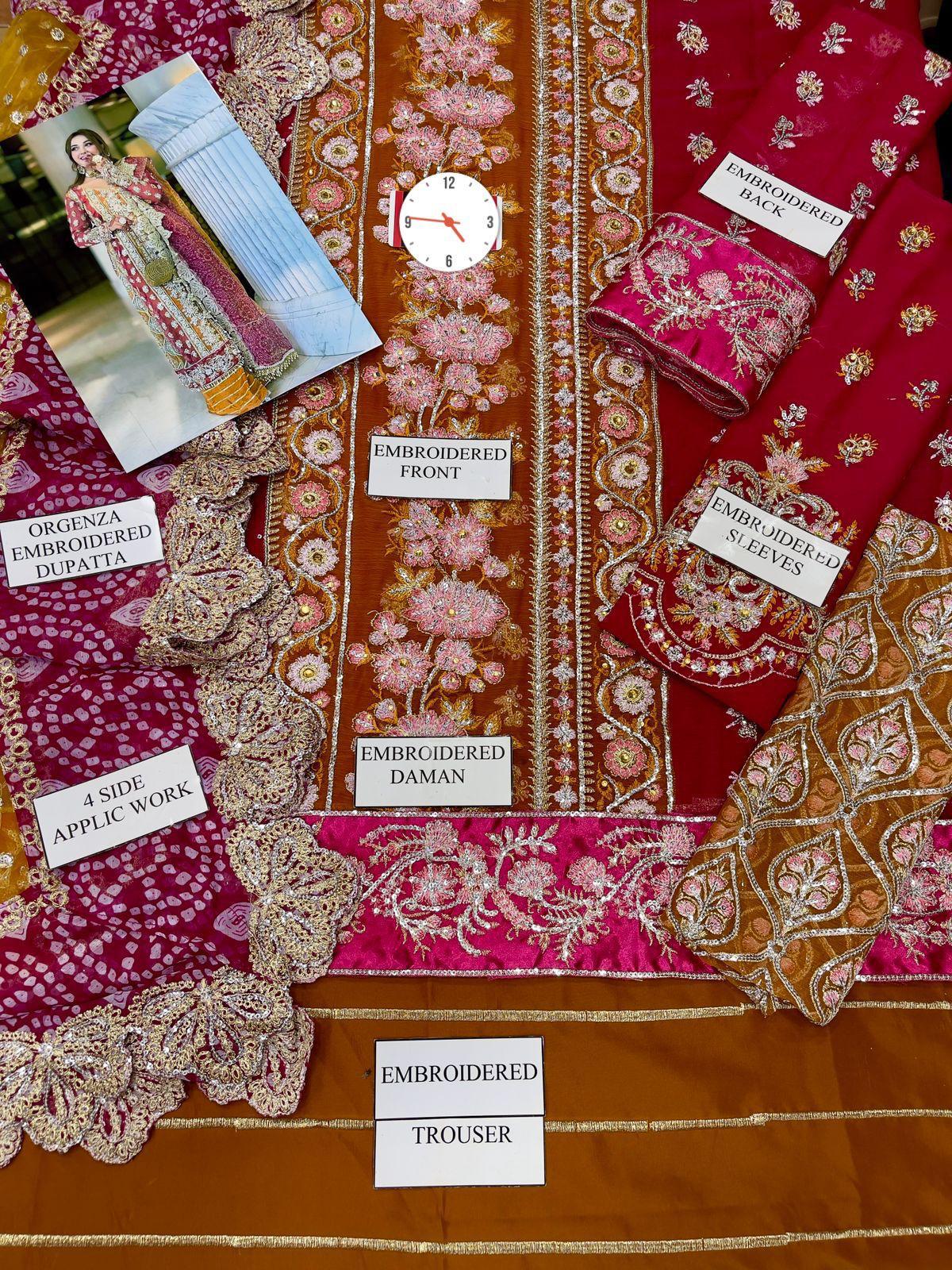 CRIMSON – Chiffon Unstitched Replica 3-Piece Suit