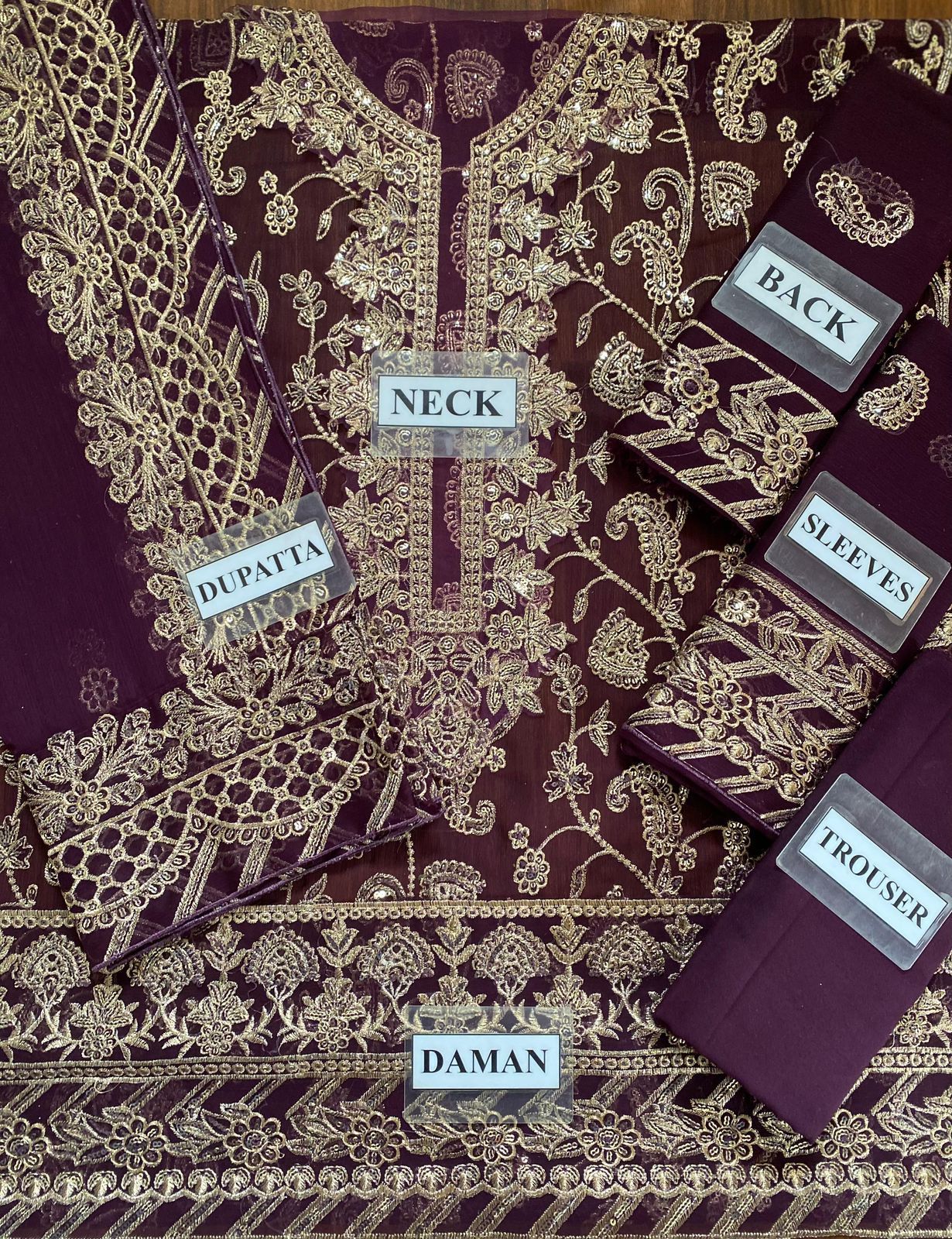 ASIM JOFA – Chiffon Unstitched 3-Piece Suit (MAROON)