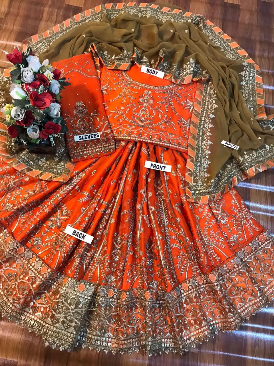 Asim Jofa - Chiffon Frock with Satin Silk Trouser