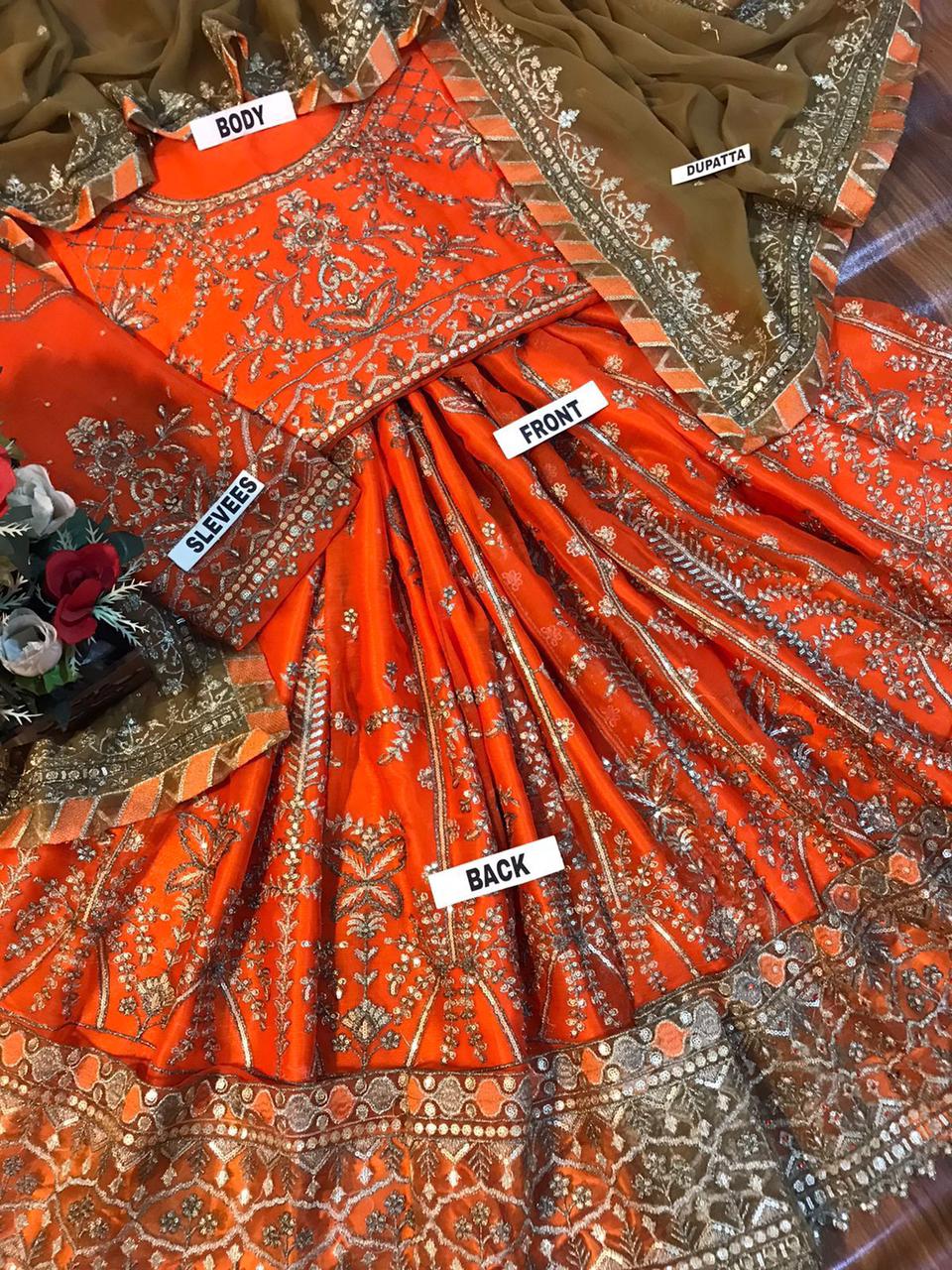 Asim Jofa - Chiffon Frock with Satin Silk Trouser