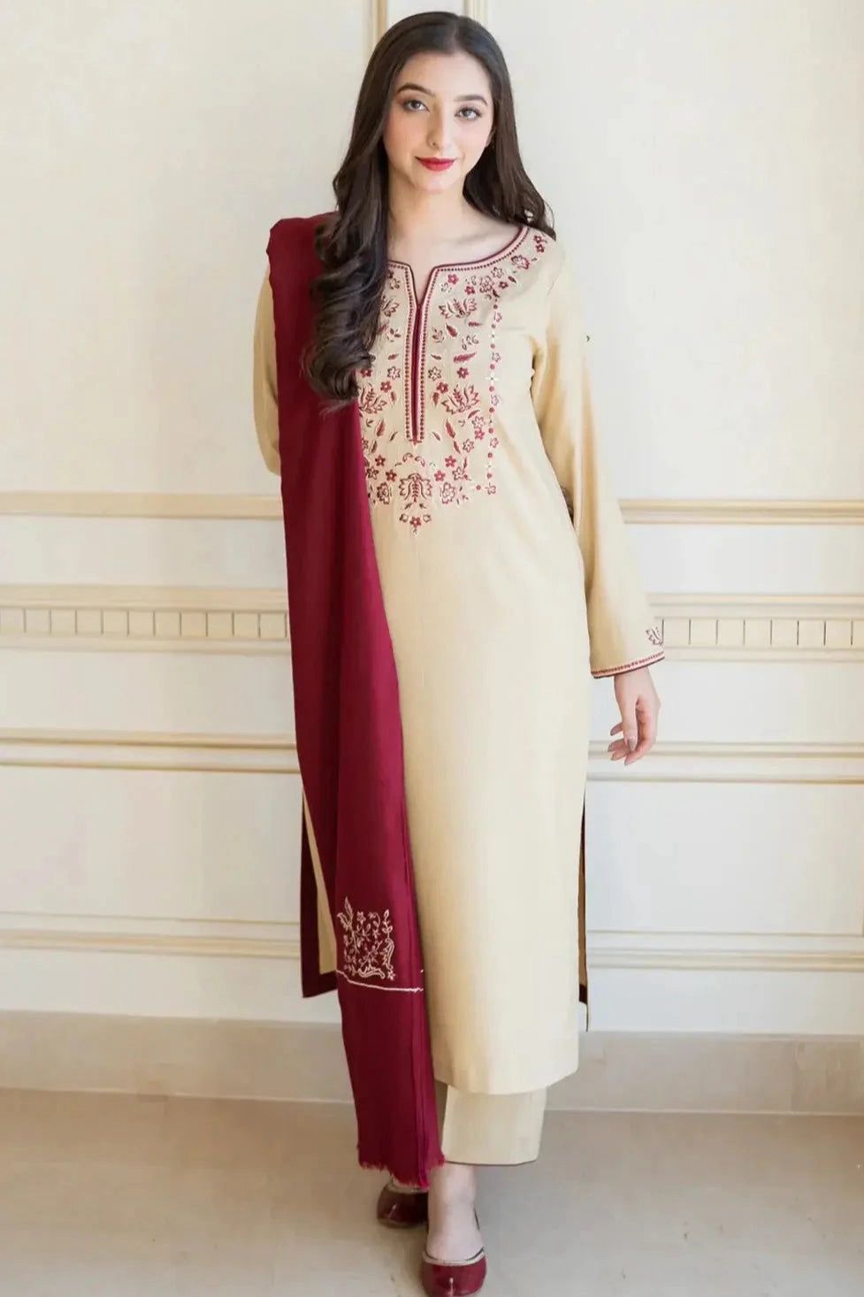 Dhanak 3 Piece Embroidered Suit (Article 36)
