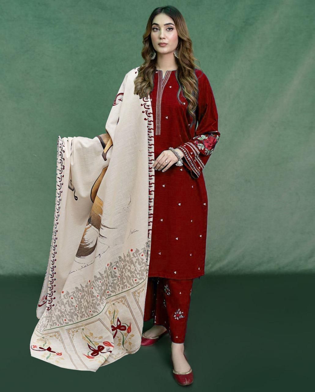 Dhanak 3 Piece Embroidered Suit (Article 39)