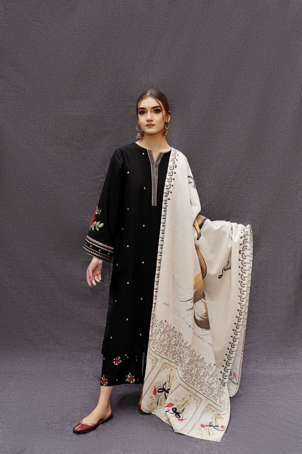 Dhanak 3 Piece Embroidered Suit (Article 41)