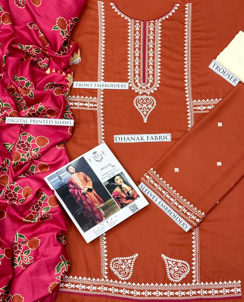 Dhanak 3 Piece Embroidered Suit (Article 43)