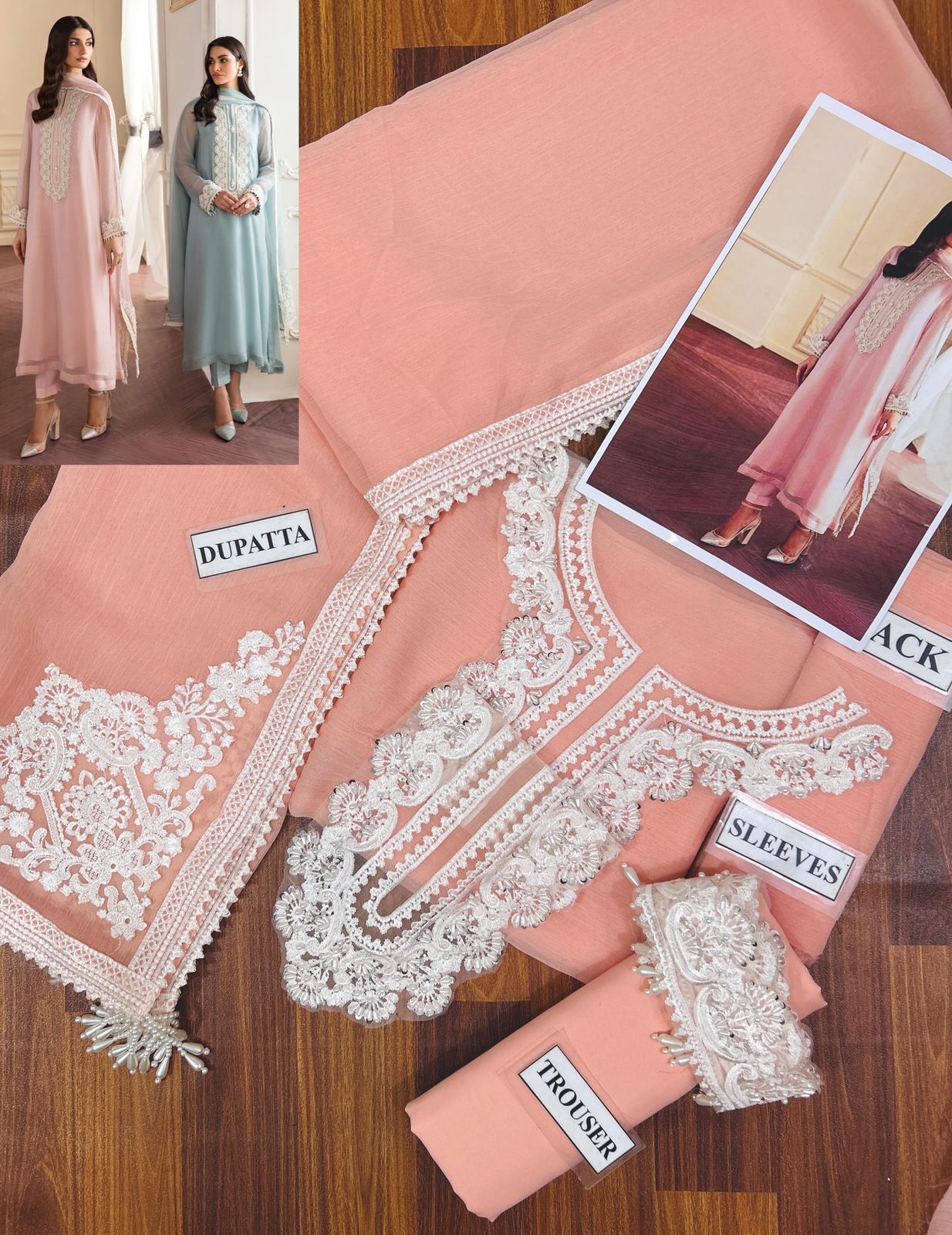 Baroque Luxury Chiffon Embroidered Collection (PINK)