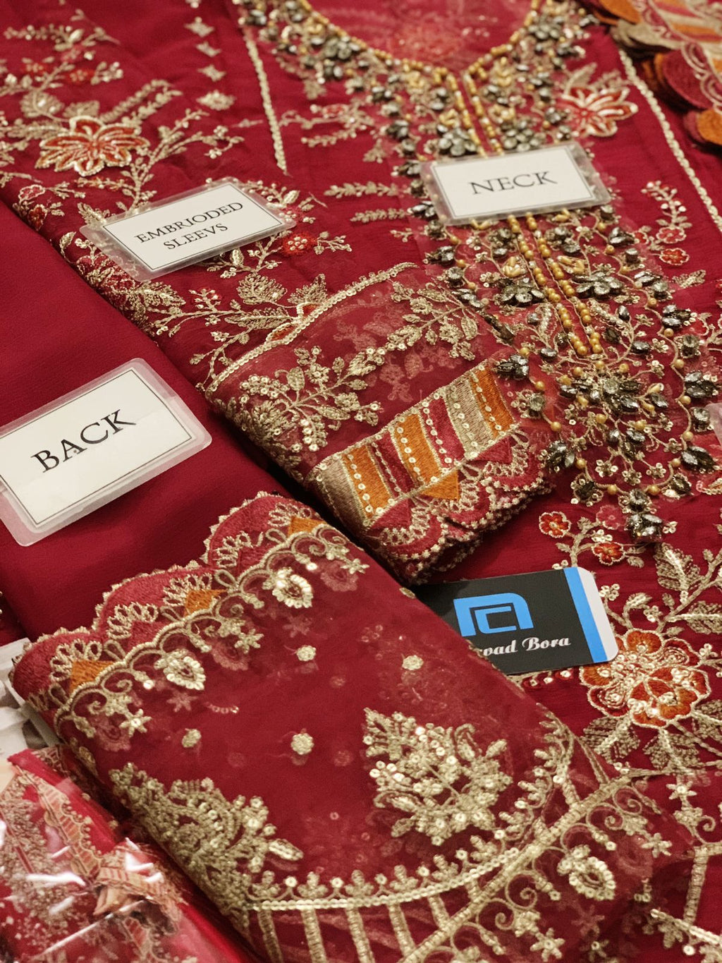 Maria.B 3-Piece Unstitched Suit (MAROON)