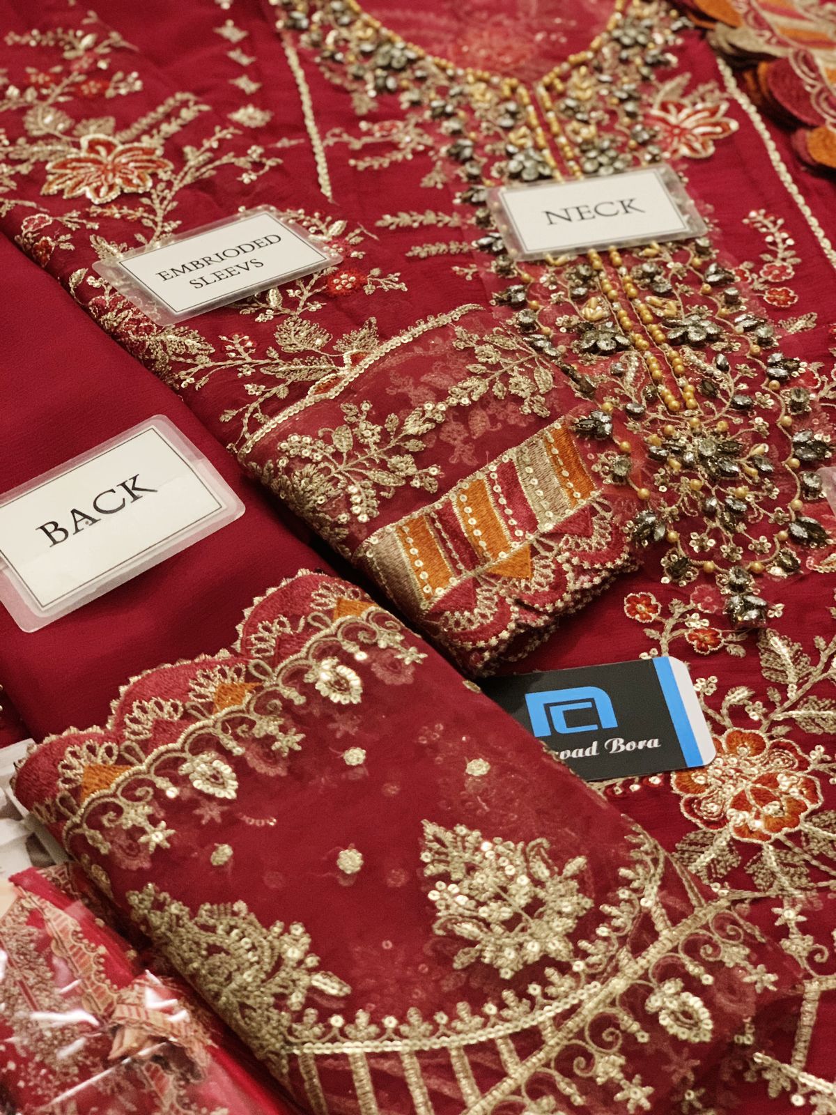 Maria.B 3-Piece Unstitched Suit (MAROON)