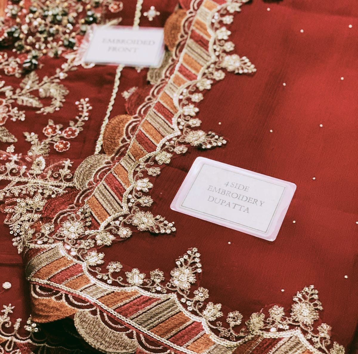 Maria.B 3-Piece Unstitched Suit (MAROON)