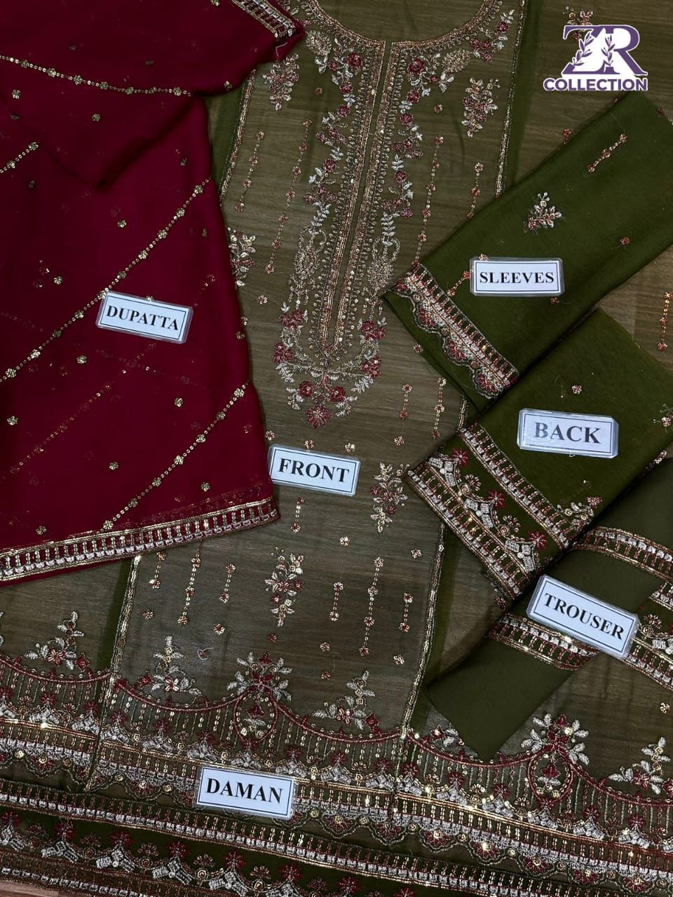 Asim Jofa Chiffon Embroidered Replica (GREEN)