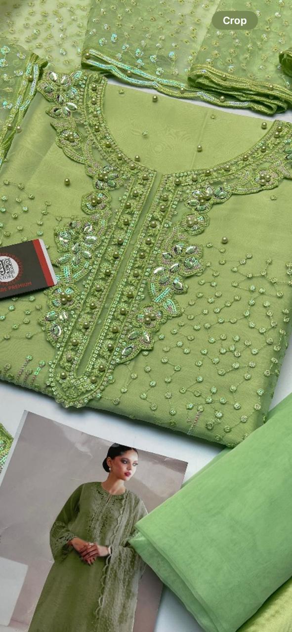 Baroque Organza 3-Piece Suit (GREEN)