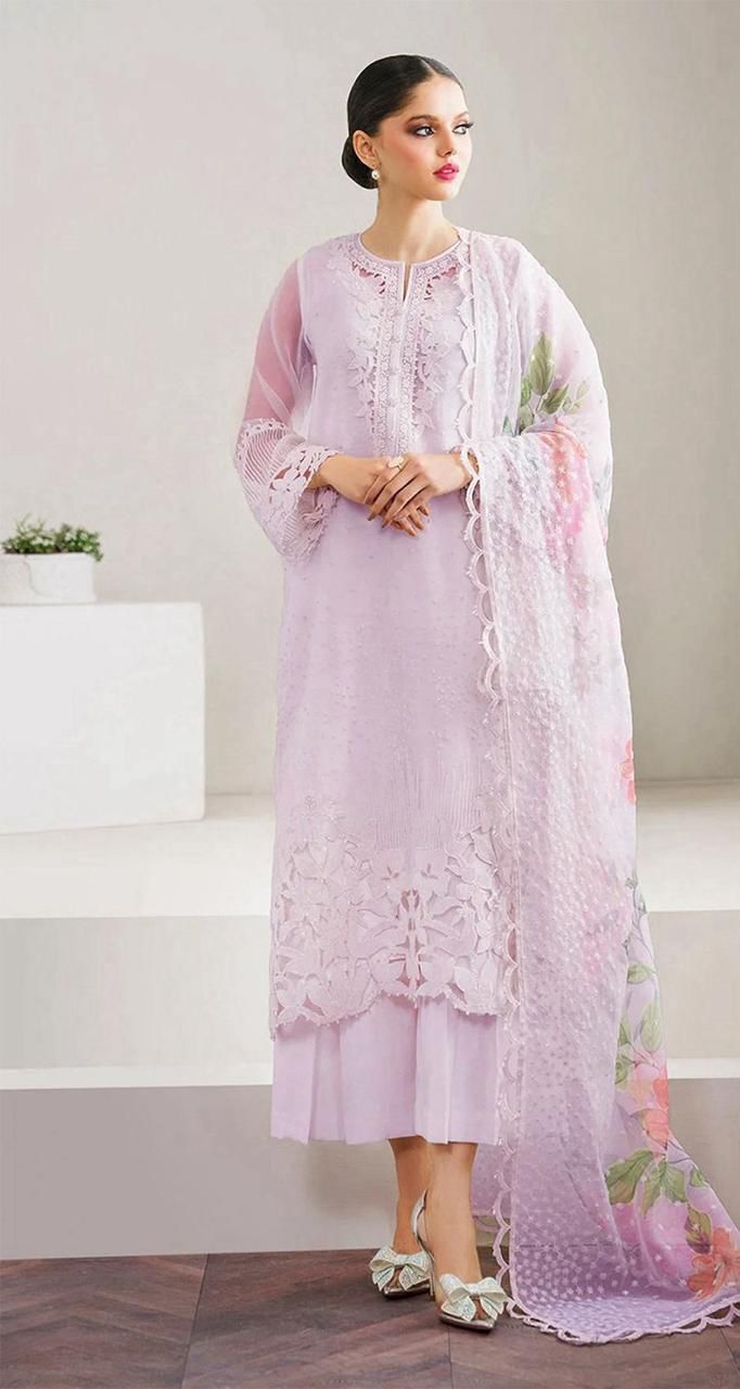 Baroque Organza 3-Piece Suit (Light Purple)