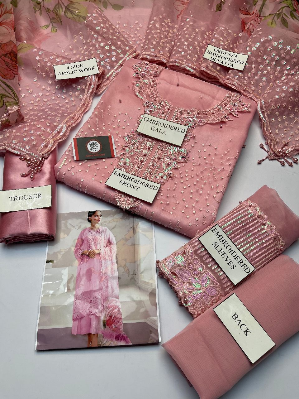 Baroque Organza 3-Piece Suit (PINK)