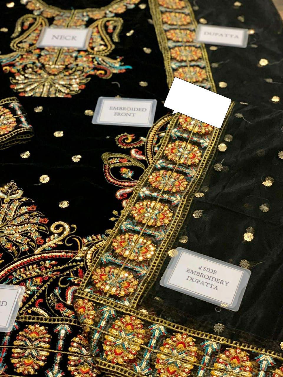 Asim Jofa Velvet Unstitched 3-Piece Suit