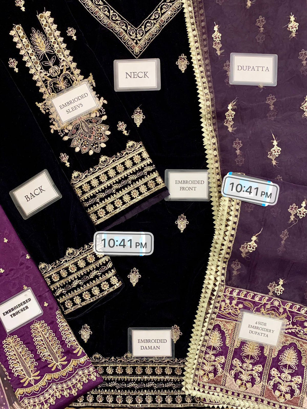 Baroque Purple Velvet Micron Embroidered Unstitched Replica