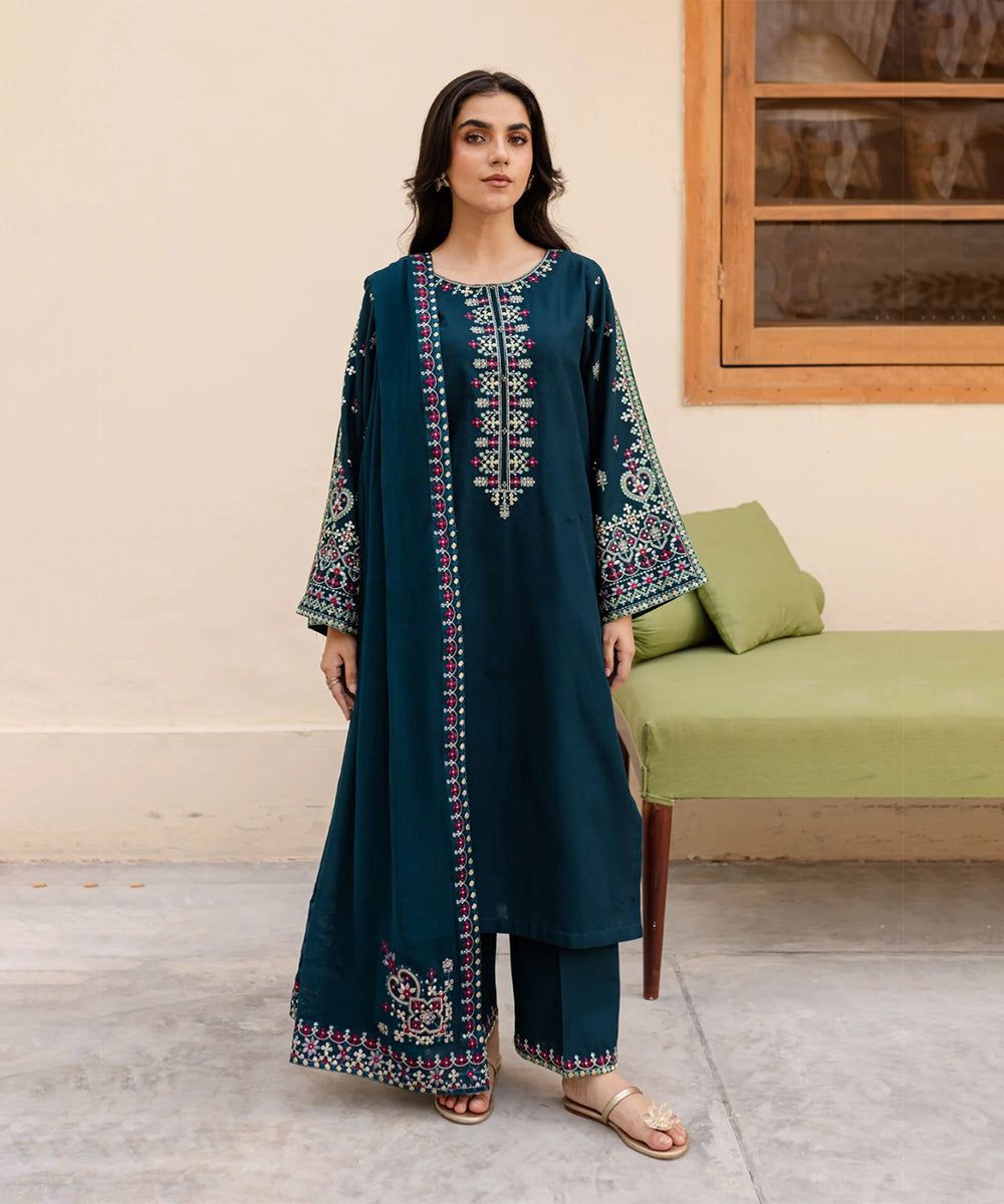 Dhanak 3 Piece Embroidered Suit (Article 1)