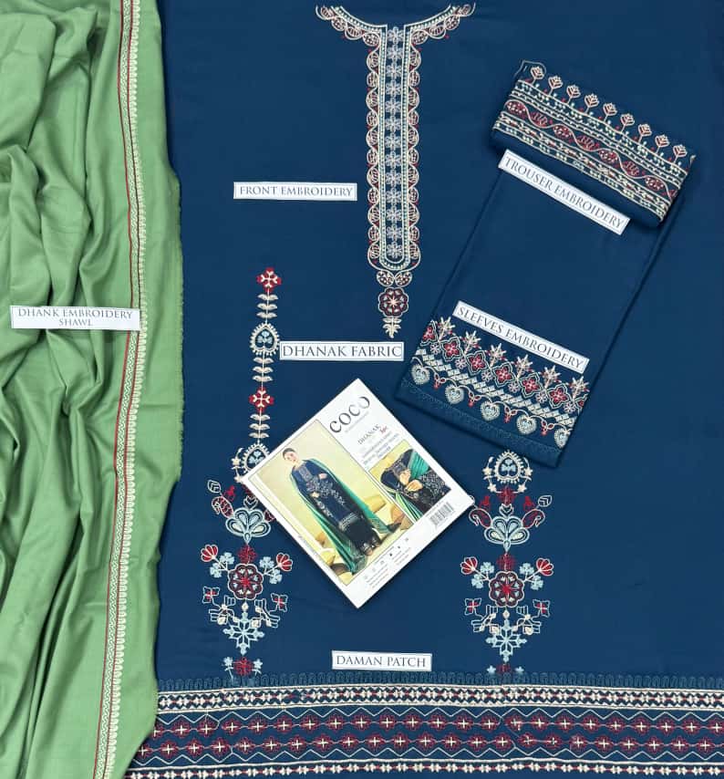 Dhanak 3 Piece Embroidered Suit (Article 7)