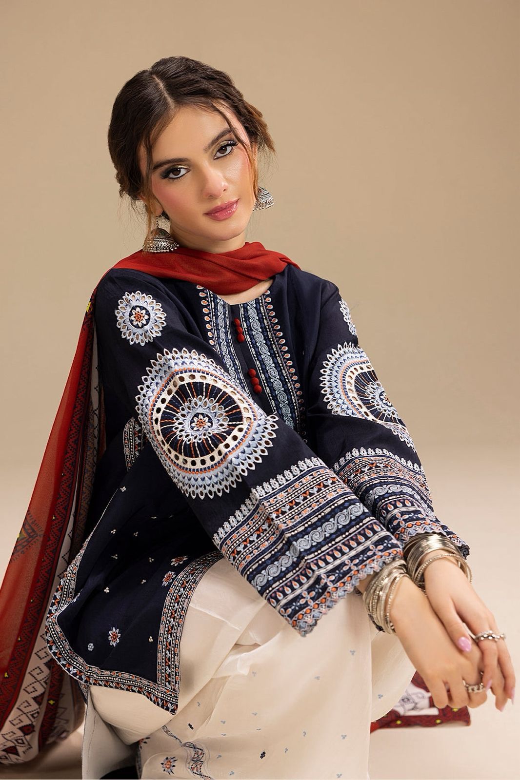 Dhanak 3 Piece Embroidered Suit (Article 12)