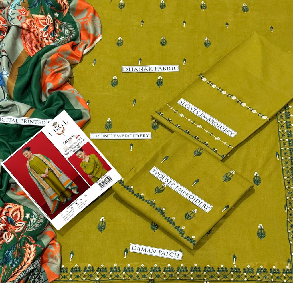 Dhanak 3 Piece Embroidered Suit (Article 24)