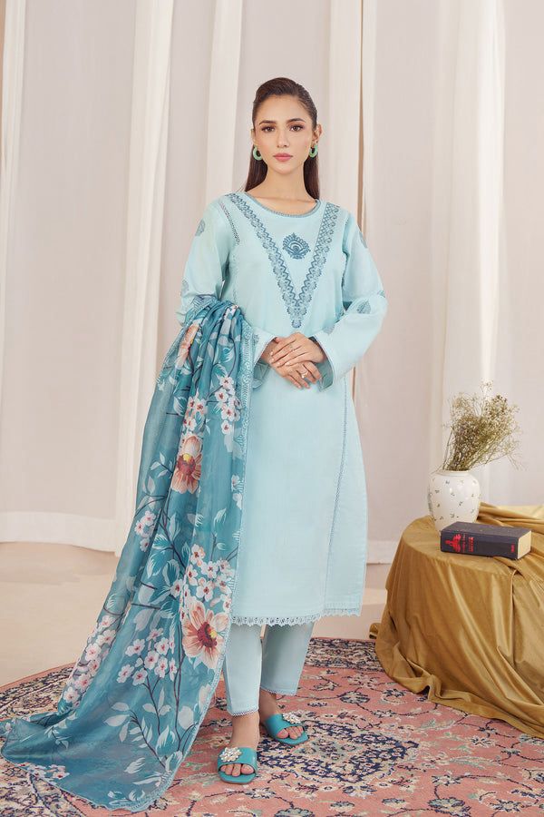 Dhanak 3 Piece Embroidered Suit (Article 28)
