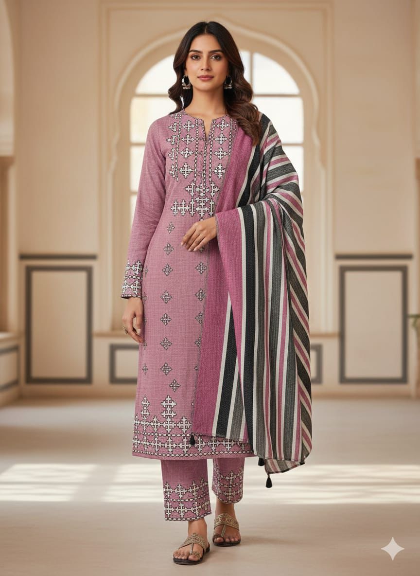 Khaddar Embroidered 3-Piece Unstitched Suit (Article 2)