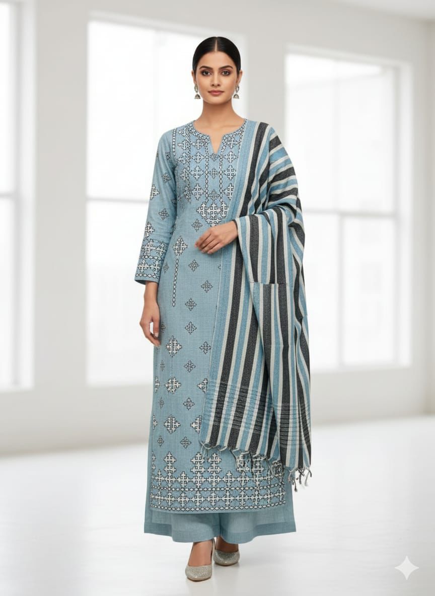 Khaddar Embroidered 3-Piece Unstitched Suit (Article 4)