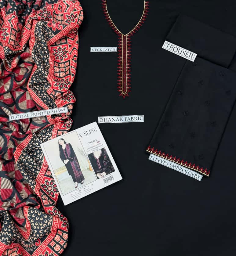 Dhanak 3-Piece Embroidered Suit (Article 44)