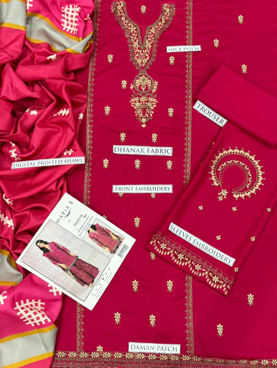 Dhanak 3-Piece Embroidered Suit (Article 47)