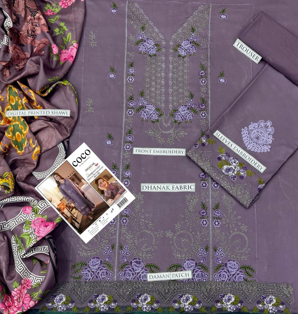 Dhanak 3-Piece Embroidered Suit (Article 51)