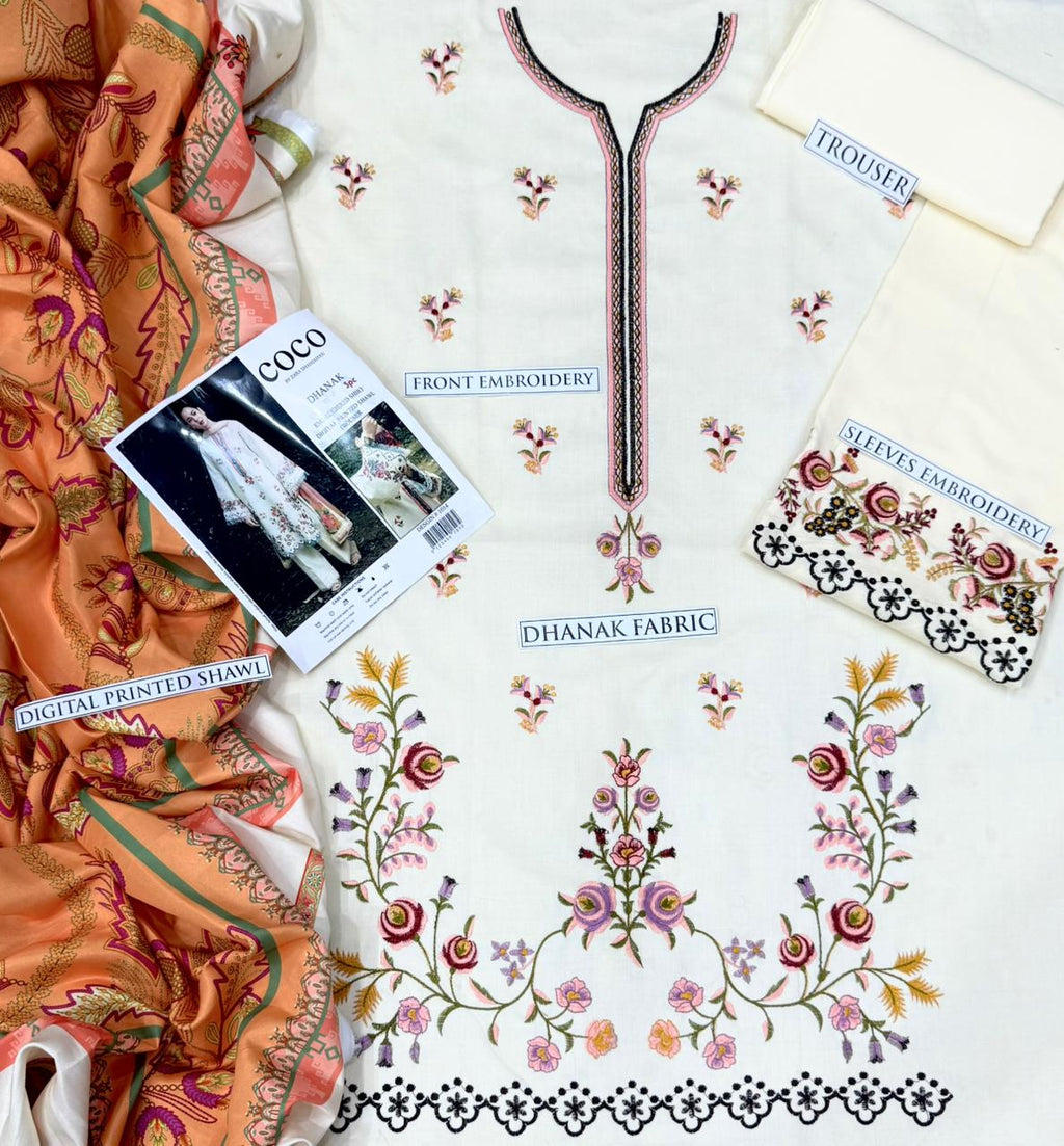 Dhanak 3-Piece Embroidered Suit (Article 52)
