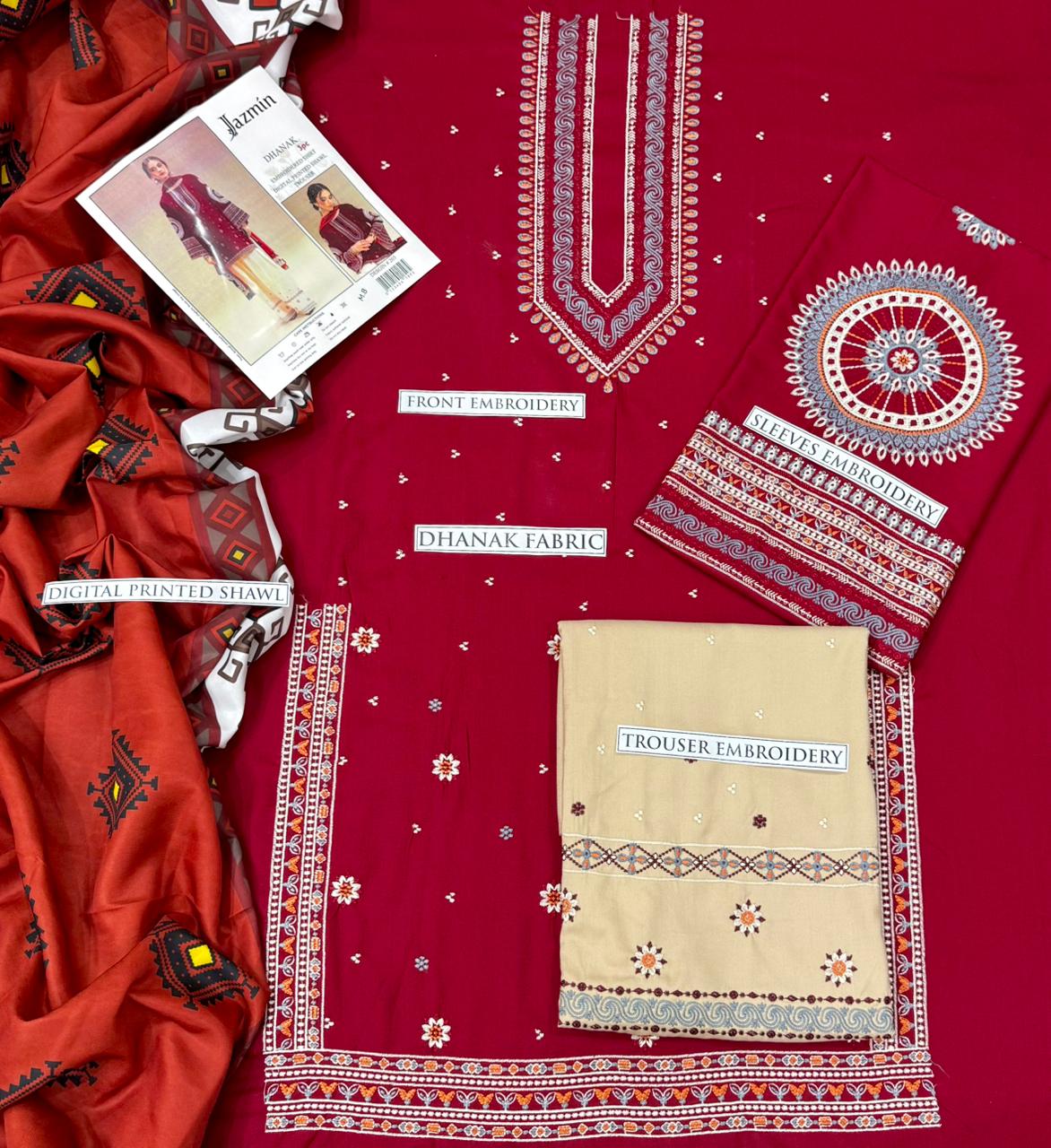 Dhanak 3-Piece Embroidered Suit (Article 53)