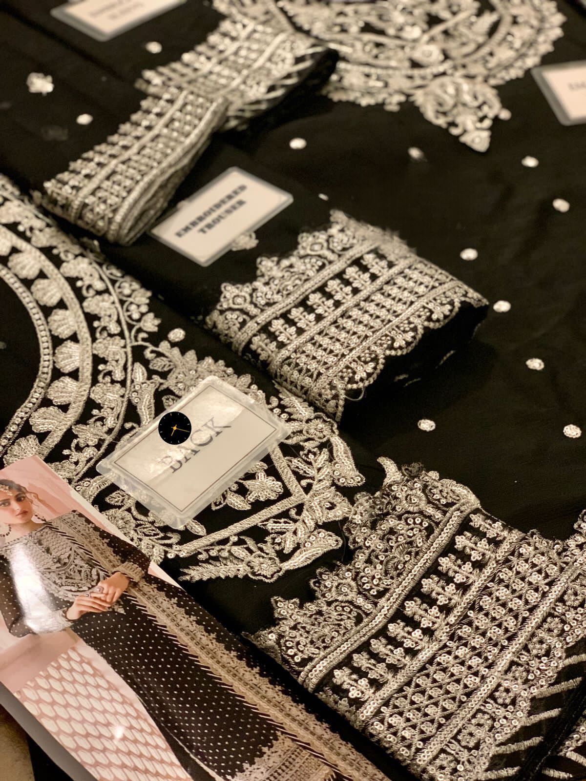 Asim Jofa-Luxury Embroidered Chiffon 3-Piece Suit